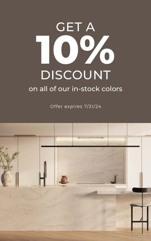 Get a 10% discount on all of our in-stock colors. Expires 7/31/24. | GMD Surfaces