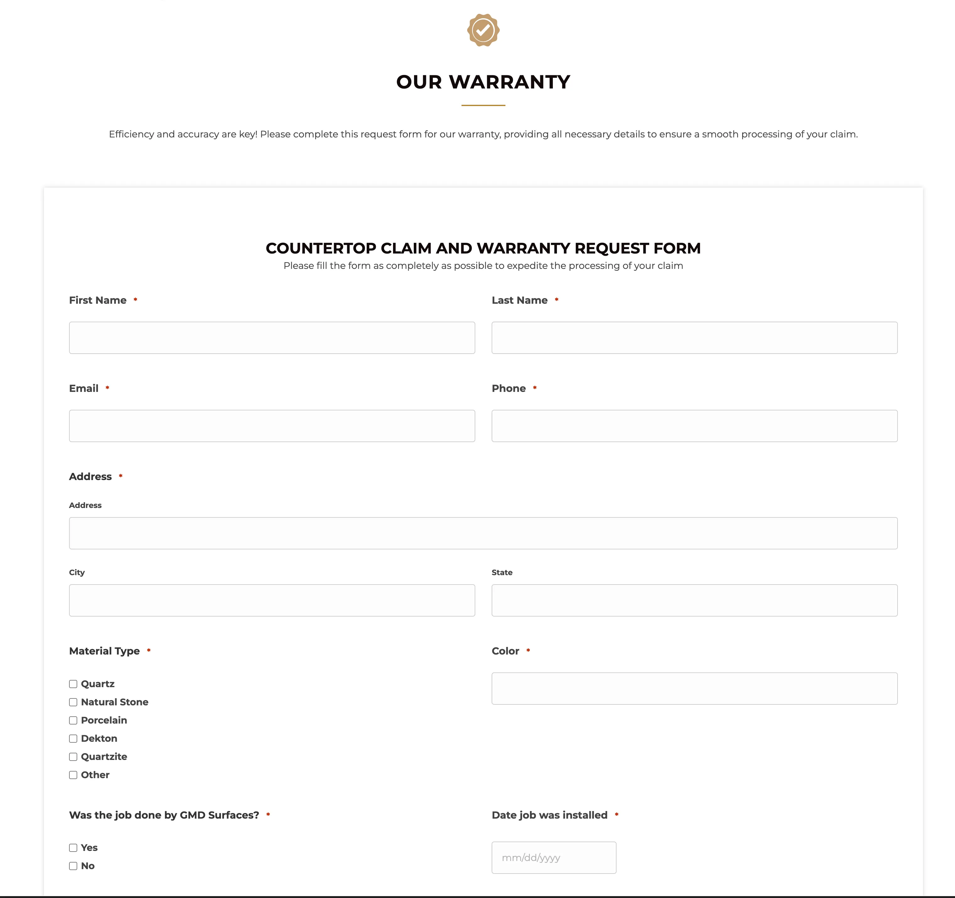Our warranty | GMD Surfaces